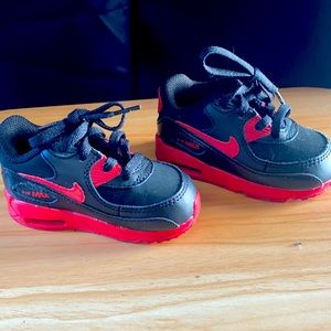 Black and red toddlers air max